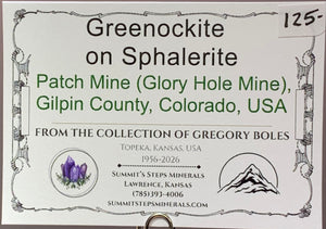 Greenockite on Sphalerite, Patch Mine, Colorado