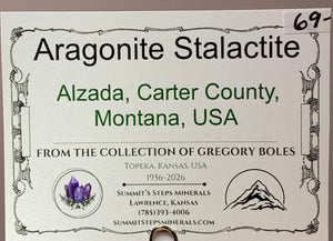 Aragonite Stalactite, Alzada, Montana