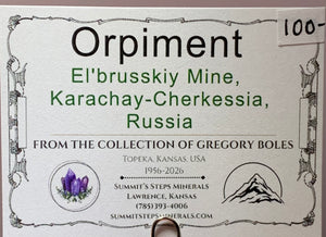 Orpiment, El’brusskiy Mine, Russia