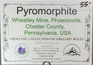 Pyromorphite, Wheatley Mine, Pennsylvania