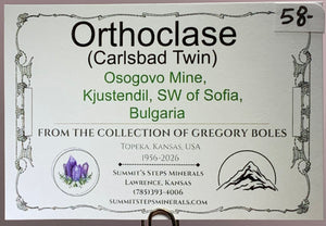 Orthoclase (var. Carlsbad Twin), Osogovo Mine, Bulgaria