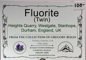Fluorite (Twin), Heights Quarry, England, UK