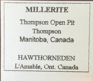 Millerite, Thompson, Canada