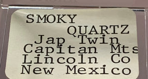 Smoky Quartz (Japan-Law Twin), Lincoln Co., New Mexico