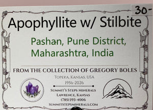 Apophyllite w/ Stilbite, Pashan, India