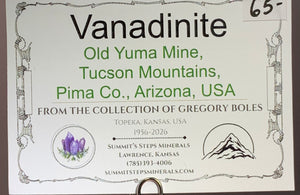 Vanadinite, Old Yuma Mine, Arizona
