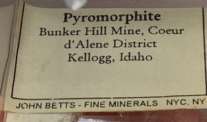 Pyromorphite, Bunker Hill Mine, Idaho