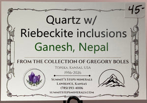 Quartz w/ Riebeckite Inclusions, Ganesh, Nepal