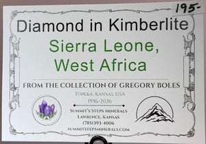 Diamond in Kimberlite, Magna Egoli Mine, Sierra Leone