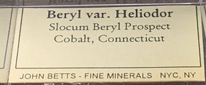 Heliodor, Slocum Beryl Prospect, Connecticut