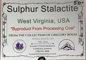 Sulphur Stalactite, West Virginia