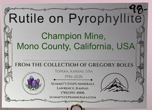 Rutile On Pyrophyllite, Champion Mine, California, USA