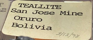 Teallite, San Jose Mine, Bolivia