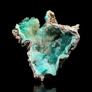 Dioptase w/ Quartz, Pool Department, Republic of the Congo