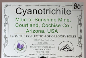 Cyanotrichite, Maid Of Sunshine Mine, Arizona