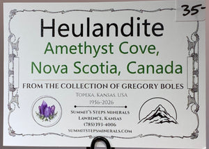 Heulandite, Amethyst Cove, Canada