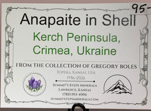 Anapaite in Shell, Kerch Peninsula, Ukraine