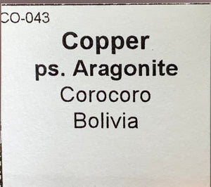 Copper Pseudomorph, Copper After Aragonite, Bolivia