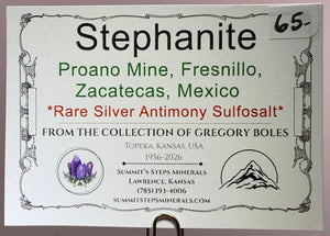 Stephanite, Proano Mine, Zacatecas, Mexico