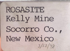 Rosasite, Kelly Mine, New Mexico