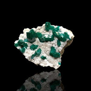 Dioptase with Calcite, Sanda Mine, Pool Department, Republic of the Congo