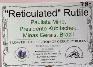"Reticulated" Rutile, Paulista Mina, Brazil