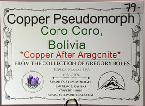 Copper Pseudomorph, Copper After Aragonite, Bolivia