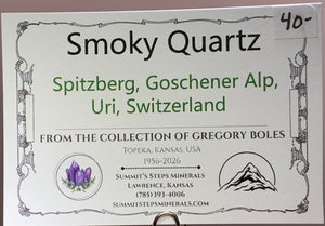 Smoky Quartz, Spitzberg, Switzerland