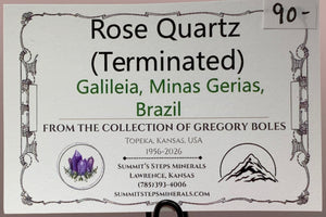 Terminated Rose Quartz, Galileia, Brazil