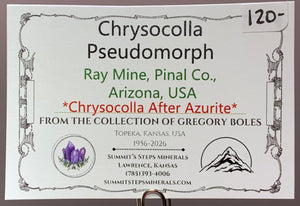 Chrysocolla Pseudomorph, Ray Mine, Arizona