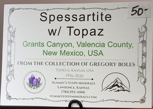 Spessartite Garnet w/ Topaz, Grants Canyon, New Mexico