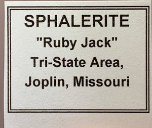 “Ruby Jack” Sphalerite, Joplin, Missouri