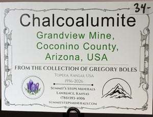 Chalcoalumite, Grandview Mine, Arizona