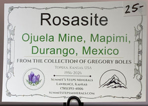 Rosasite, Ojuela Mine, Mexico