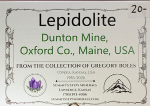 Lepidolite, Dunton Mine, Maine