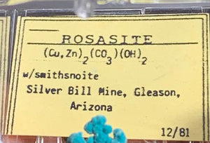 Rosasite, Silver Bill Mine, Arizona
