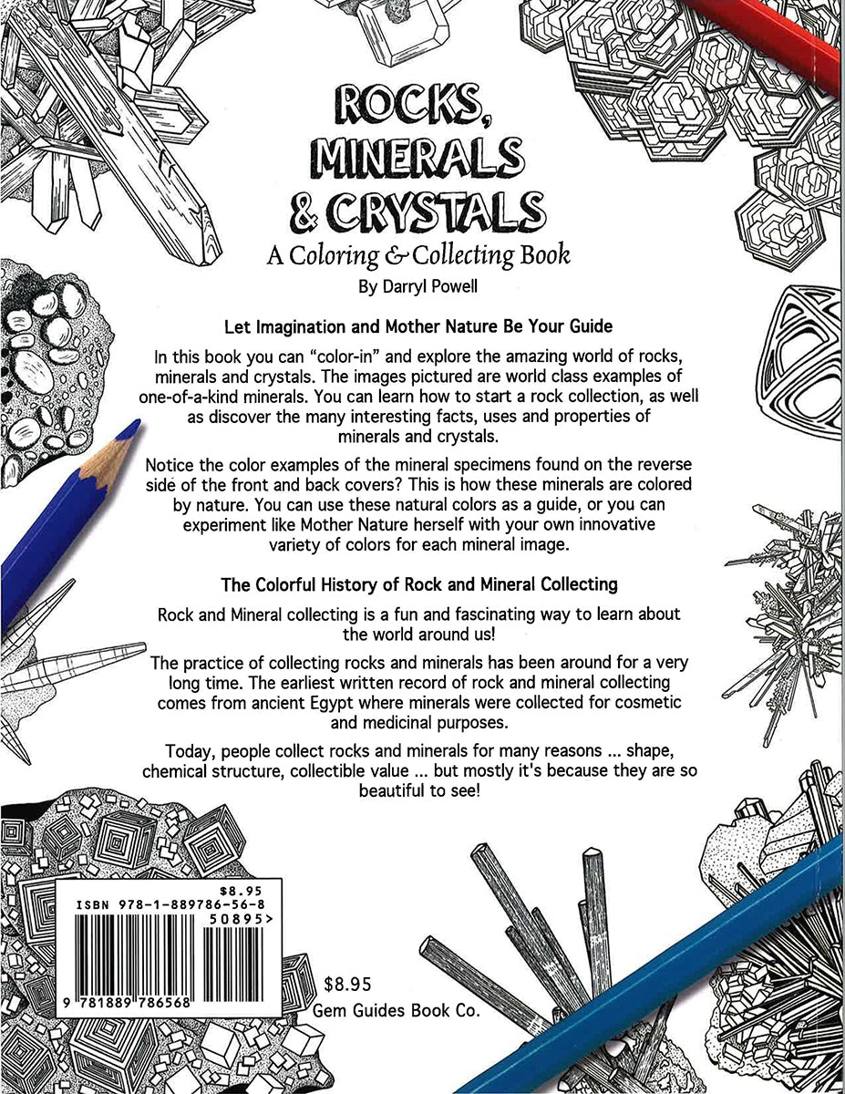 Rocks, Minerals, and Crystals Coloring Book