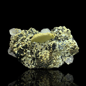Siderite, Quartz, & Pyrite on Sphalerite, Panasqueira Mines, Portugal.