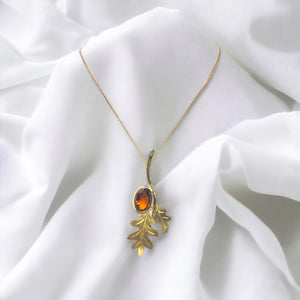 Oak Leaf Citrine Gold Pendant