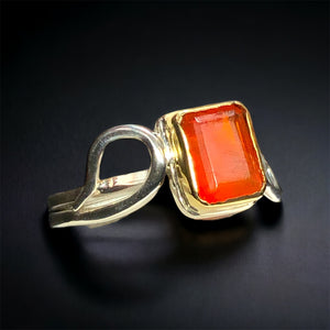 Fire Opal Silver Ring