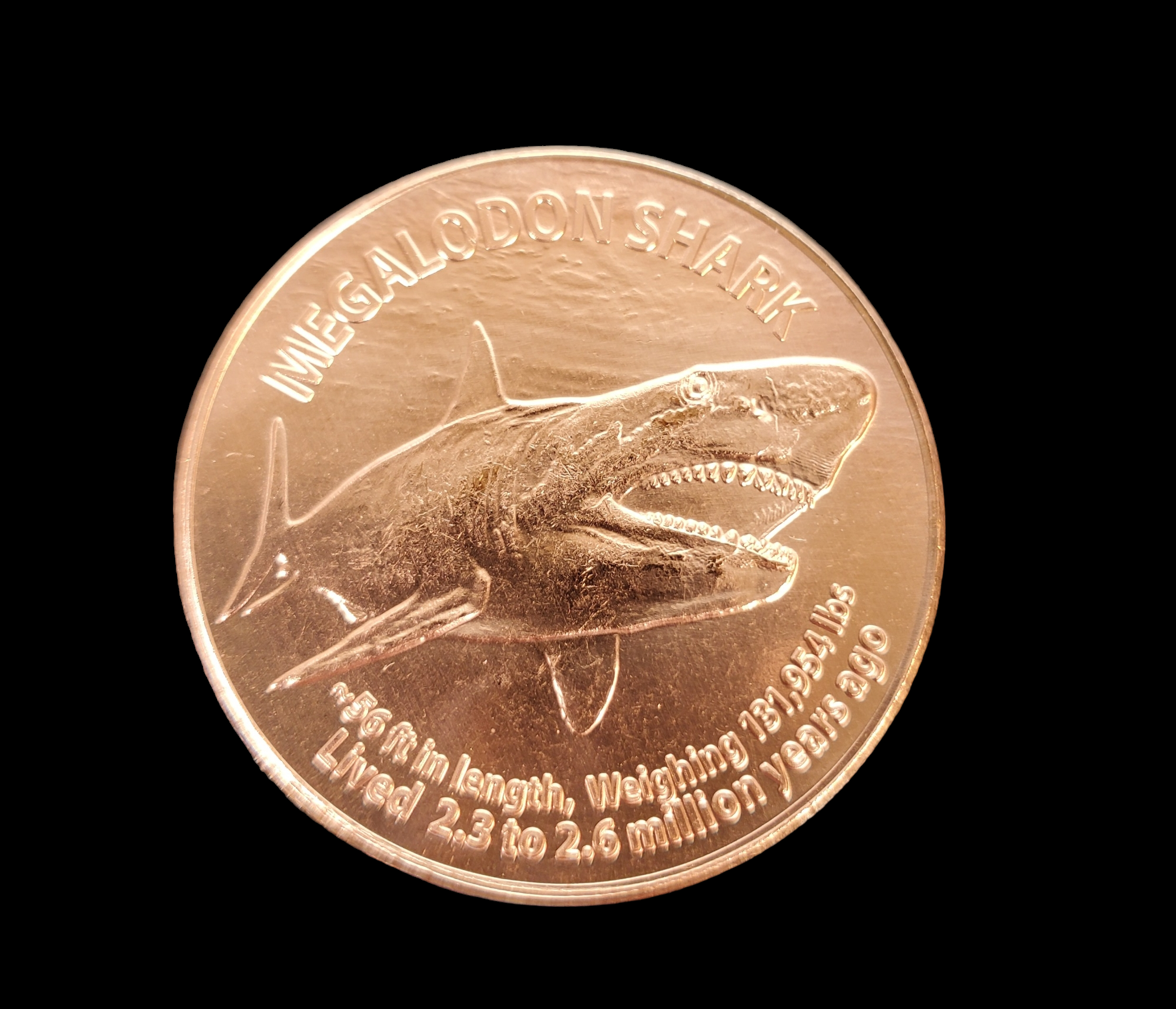 1 Oz Copper Coin (Megalodon Shark), Michigan