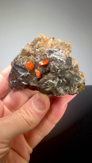 Wulfenite w/ Calcite & Mimetite, North Geronimo Mine, Arizona