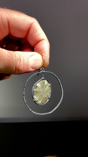 Silver Pyrite “Sun” Spinner Earrings