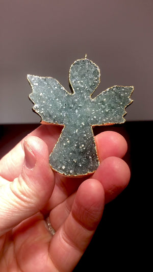 Drusy Quartz Angel Ornament, Uruguay