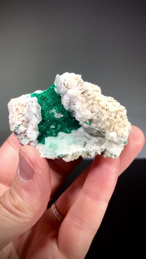 Dioptase w/ Calcite, Congo