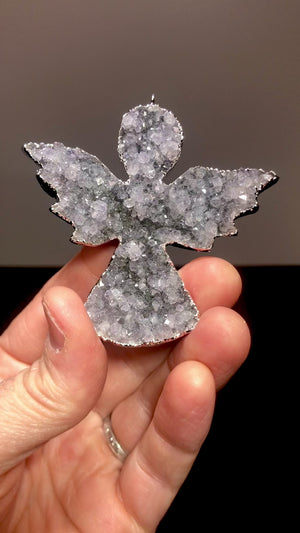 Drusy Quartz Angel Ornament, Uruguay