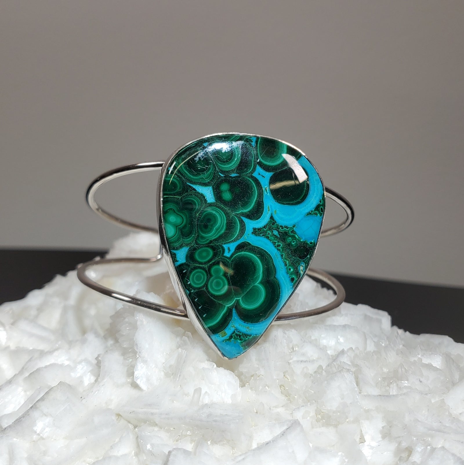 Malachite and Chrysocolla Cuff Bracelet