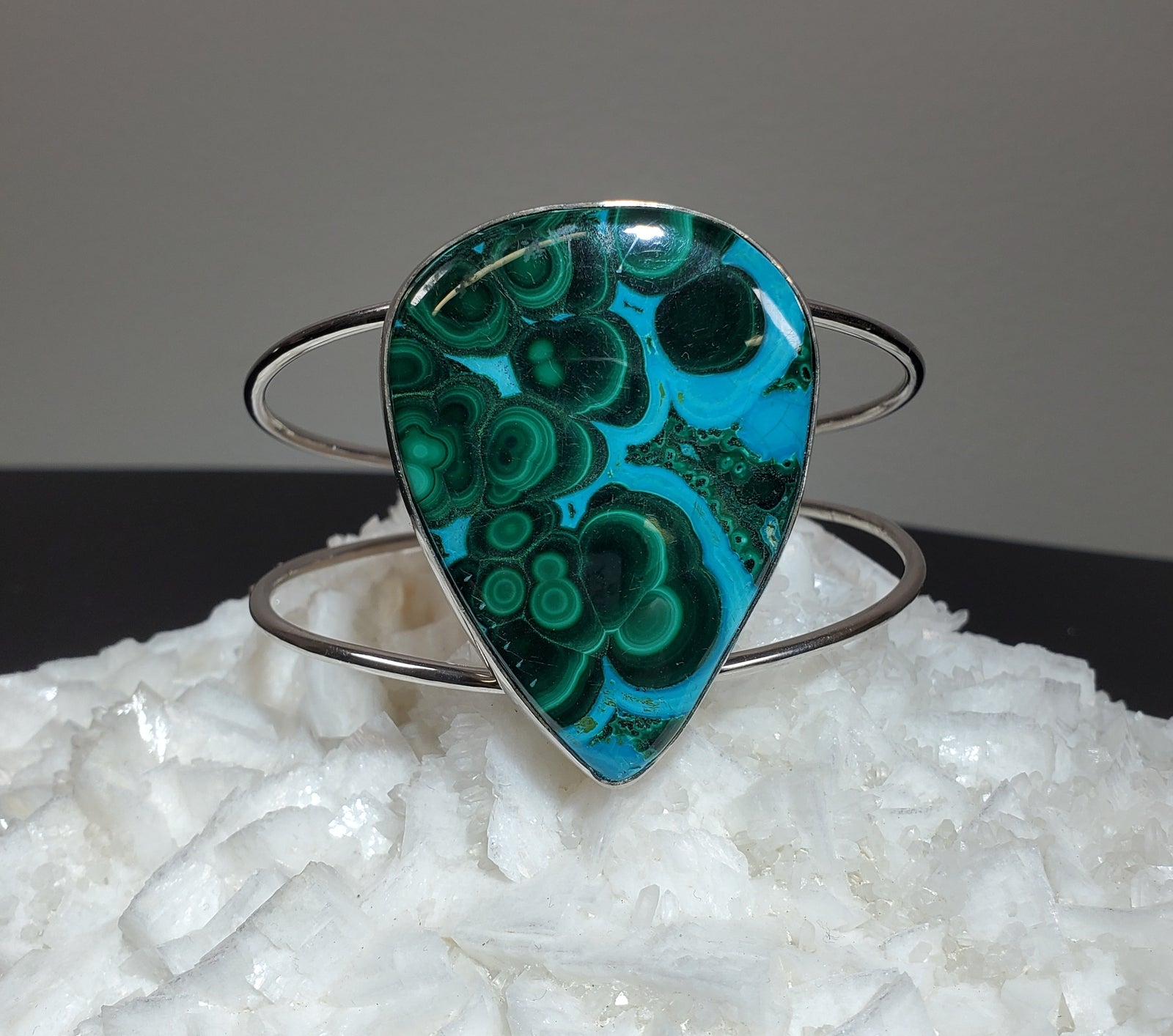 Malachite and Chrysocolla Cuff Bracelet