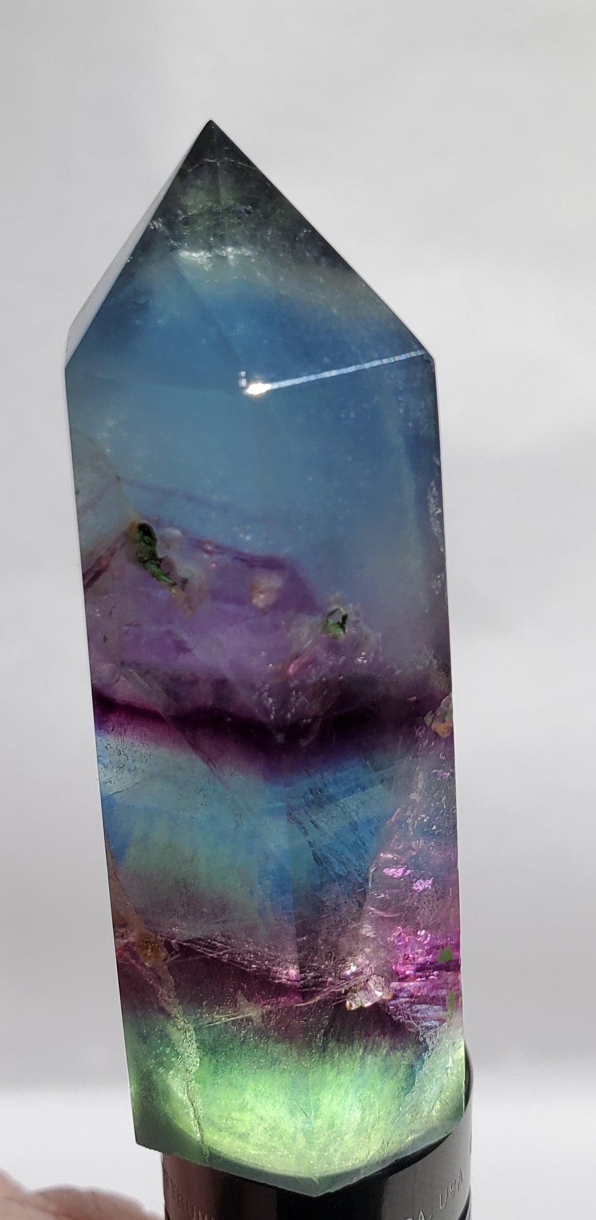 Rainbow Fluorite Point,  China