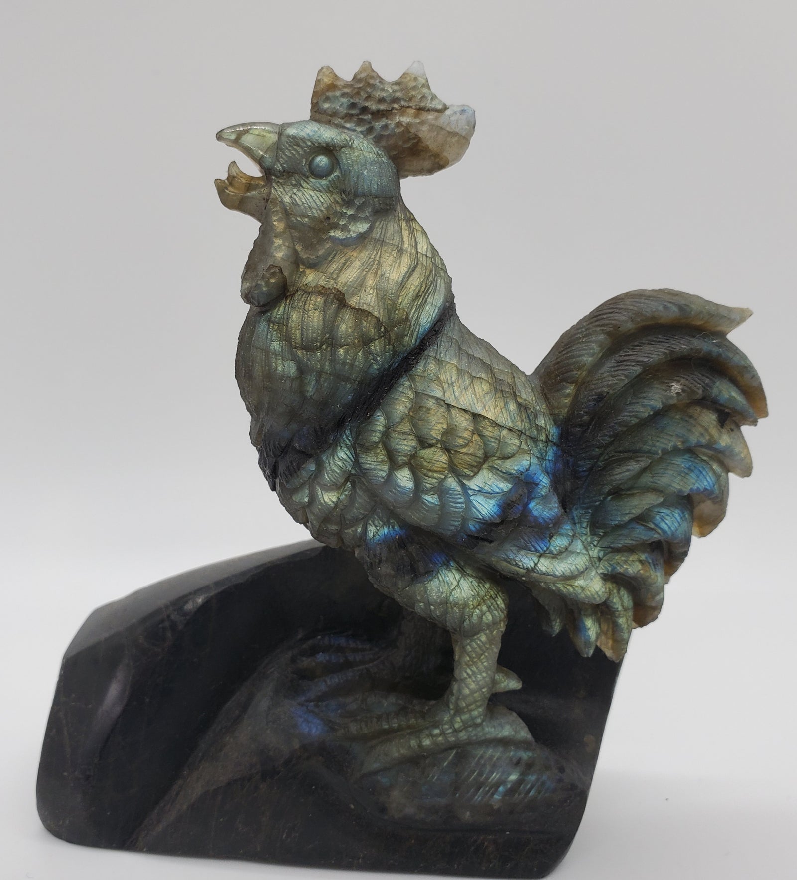 Labradorite Rooster Carving